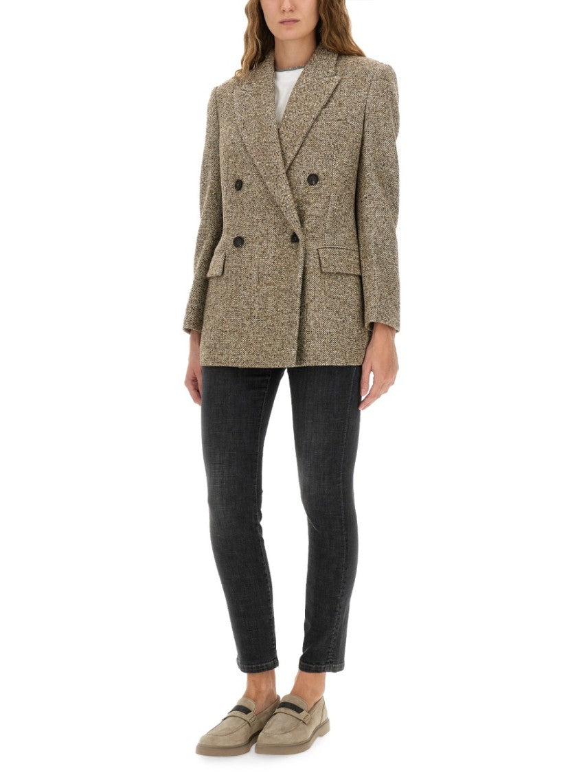 Brunello Cucinelli Double-Breasted Textured Wool Jacket