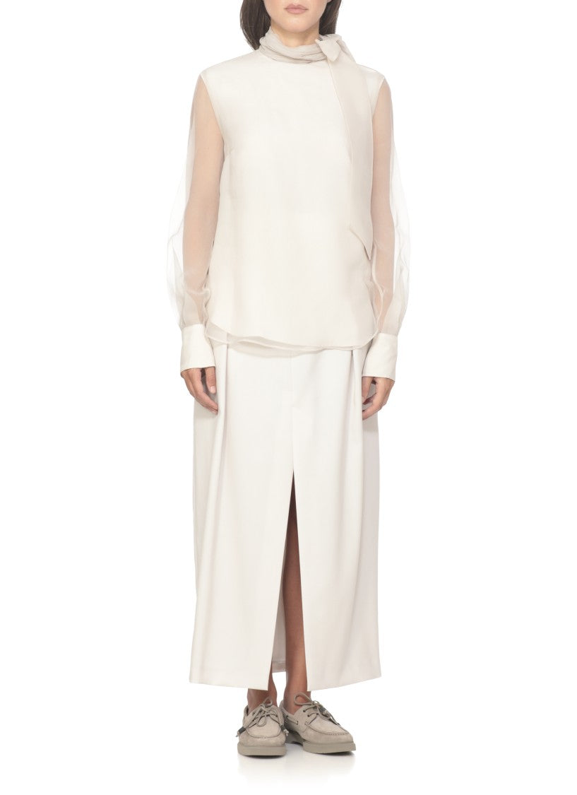 Brunello Cucinelli Ivory Silk Blouse
