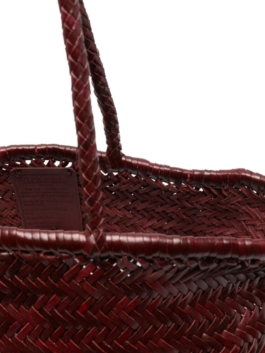 Dragon Diffusion Woven Vitello Leather Shoulder Bag In Rich Bordeaux