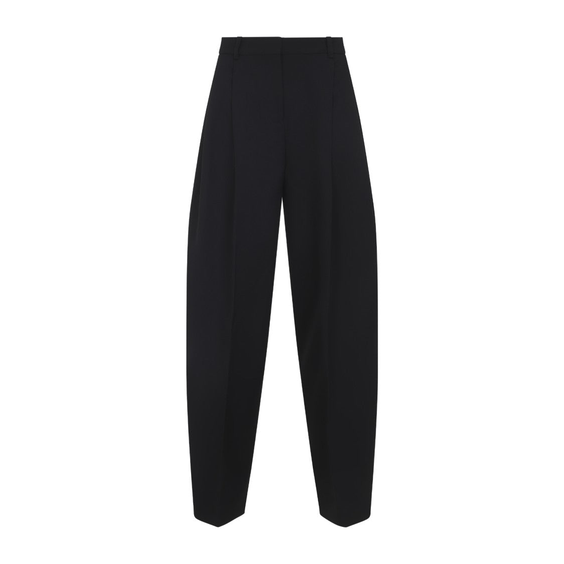 Jacquemus High-Waisted Black Virgin Wool Pants With Curved Leg Silhouette