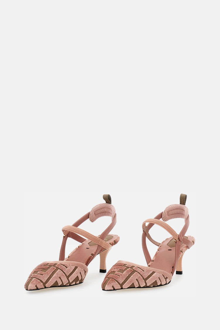 Fendi Ff Velvet Slingback Shoes