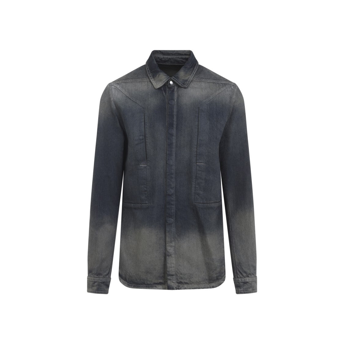 Rick Owens Gradient Effect Black Cotton Button-Down Shirt