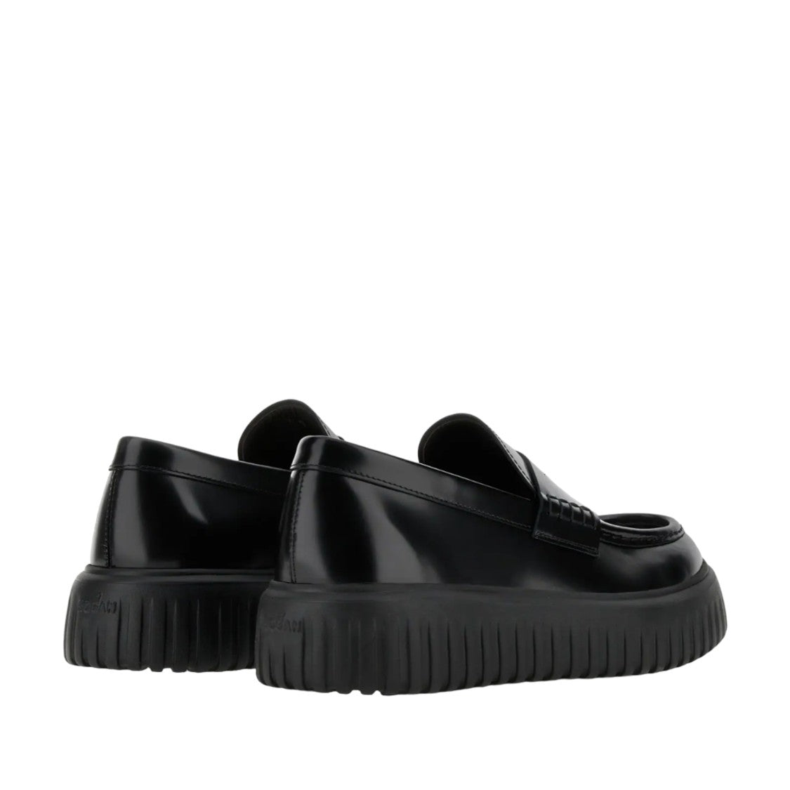 Hogan Polished Black Leather Penny Loafers