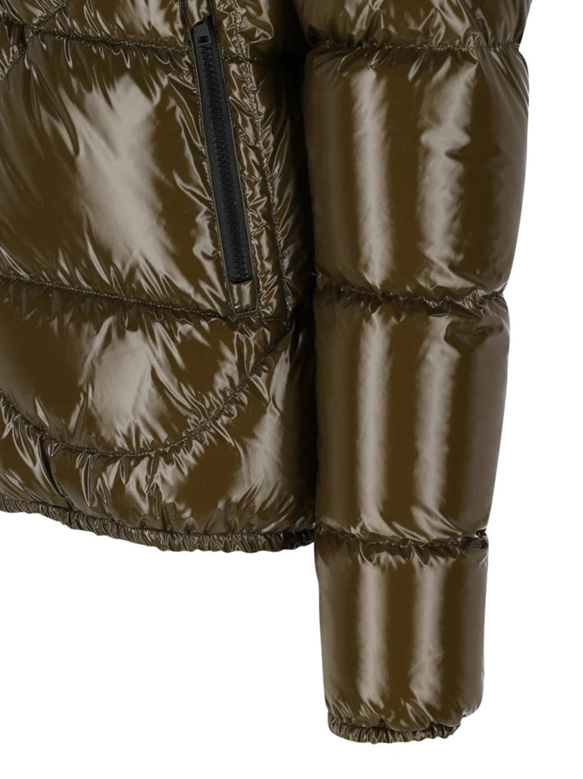 Herno Glossy Bomber Jacket With Horizontal Quilting And Adjustable Hood