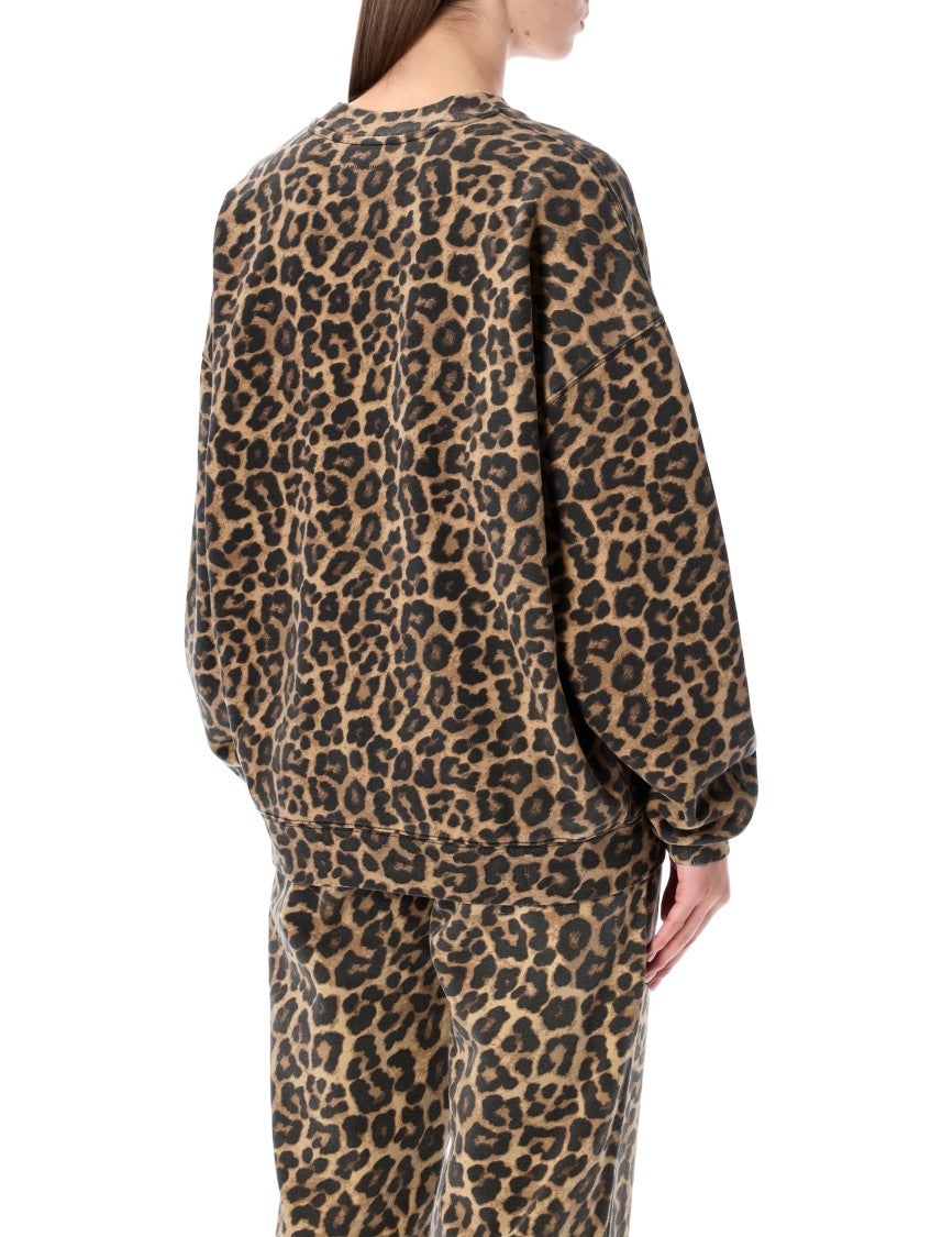 Anine Bing Leopard Print Fleece Sweater