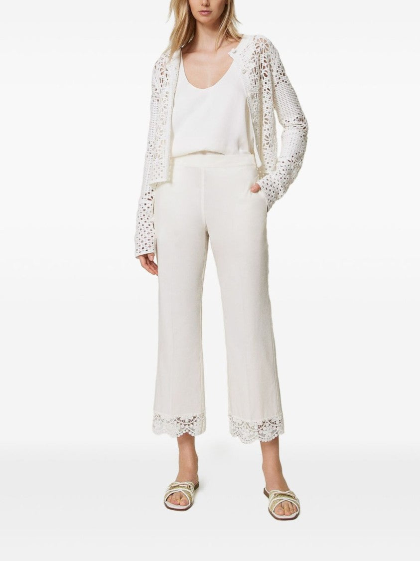 Twin-Set Cropped Stretch Cotton Poplin Pants