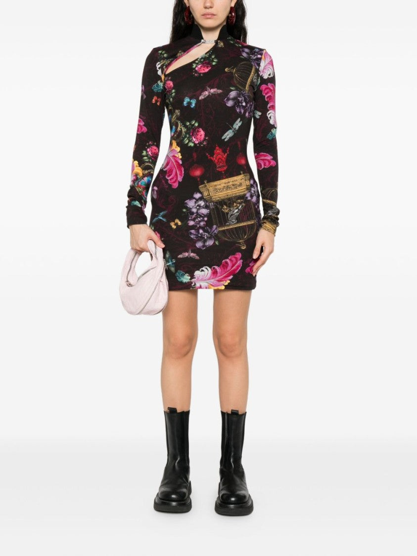 Versace Jeans Couture Fitted Mini Dress With High Neckline