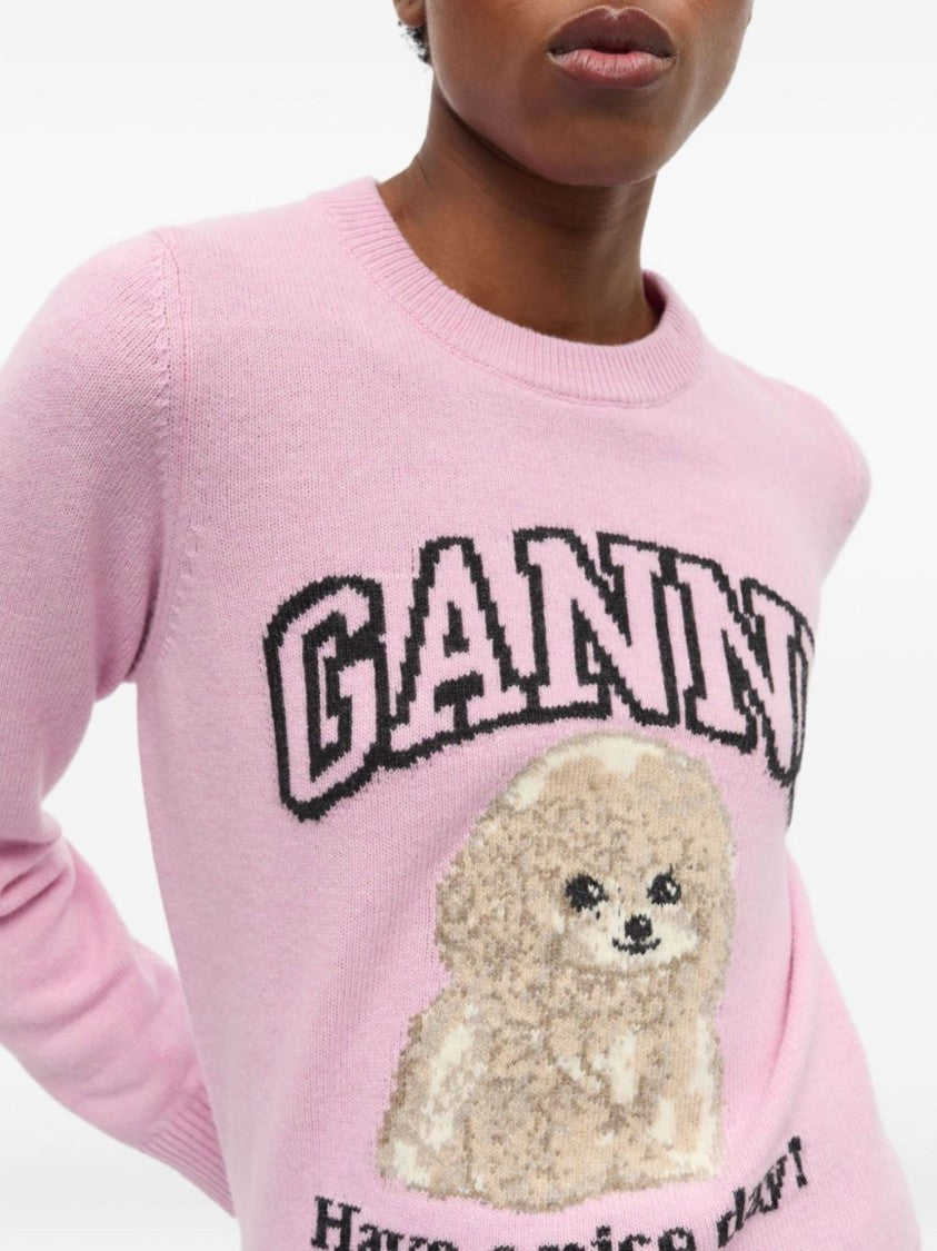 Ganni Playful Poodle Wool Sweater