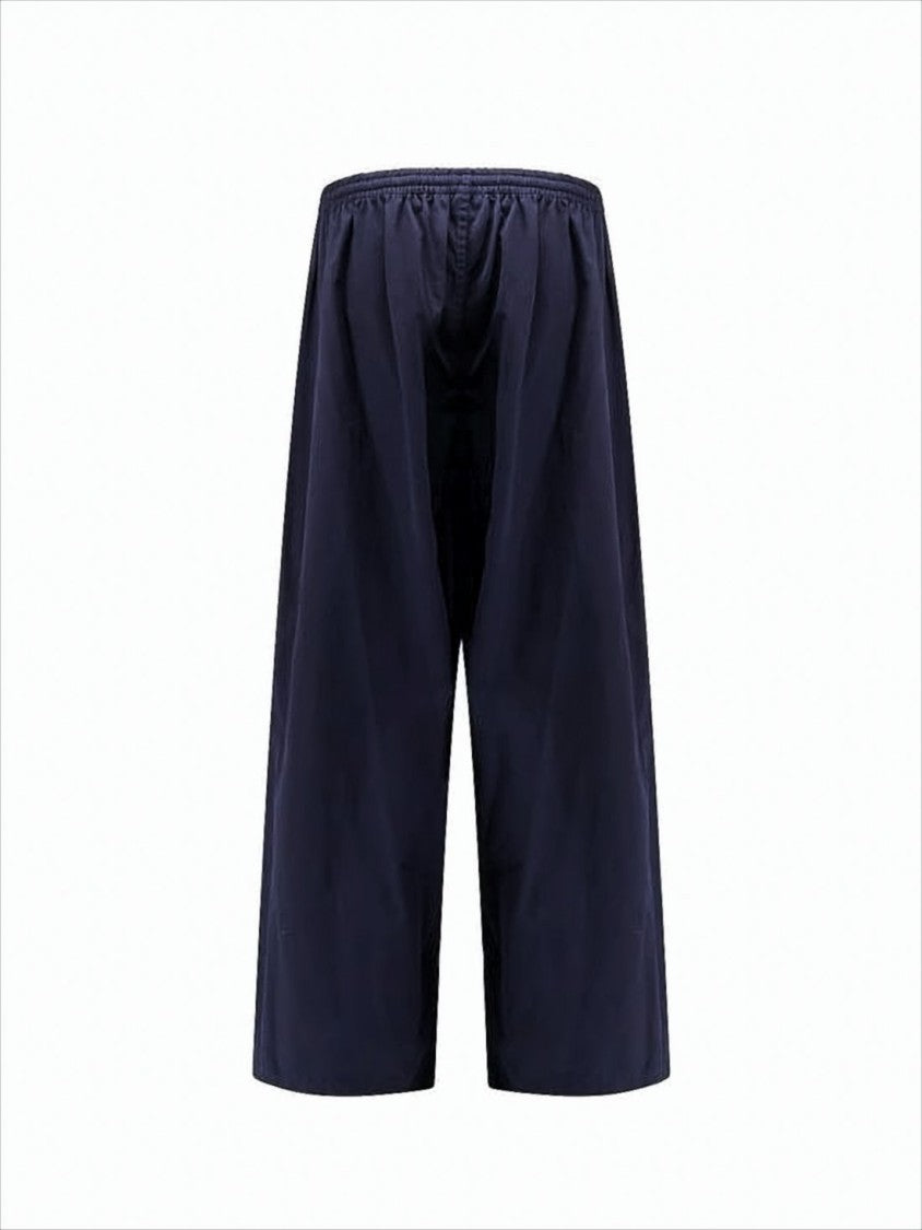 Balenciaga Knee-Length Dark Navy Cotton Shorts With Elastic Waistband