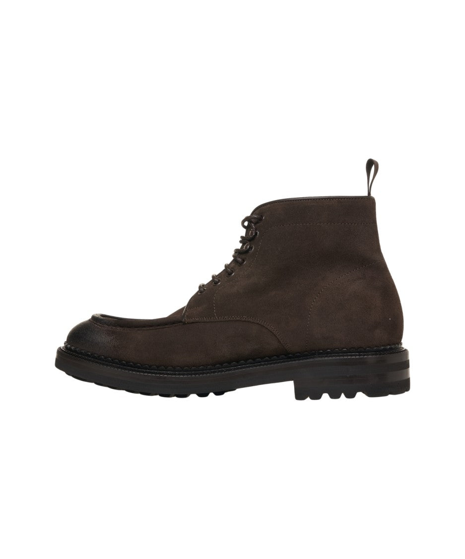 Green George Lace-Up Ankle Boots In Nubuck Leather