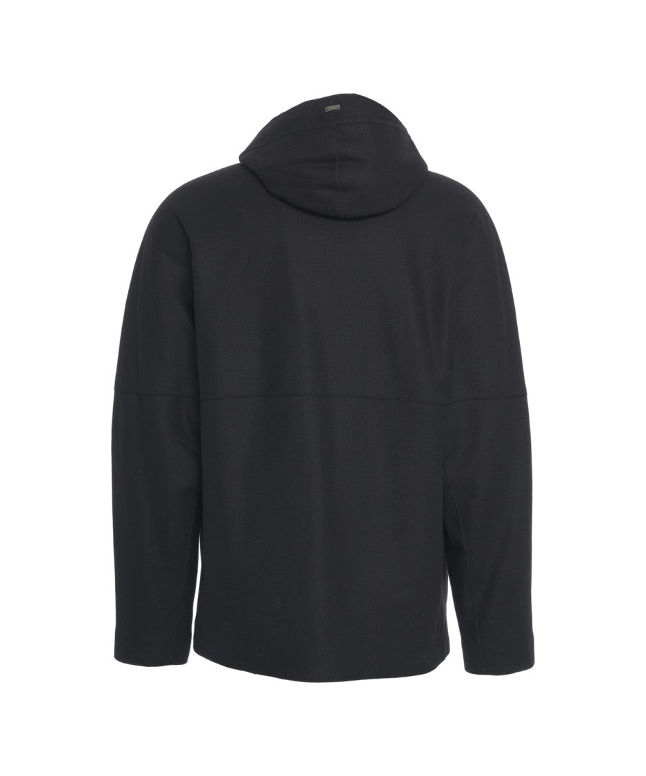 Herno Full Zip Jacket With Adjustable Hood And Structured Fabric