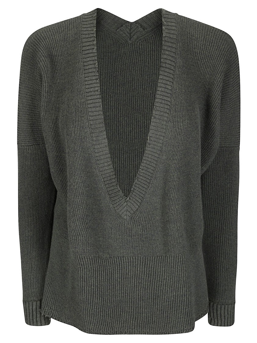 Archiviob V-Neck Sweater With Classic Knit Texture And Ribbed Details
