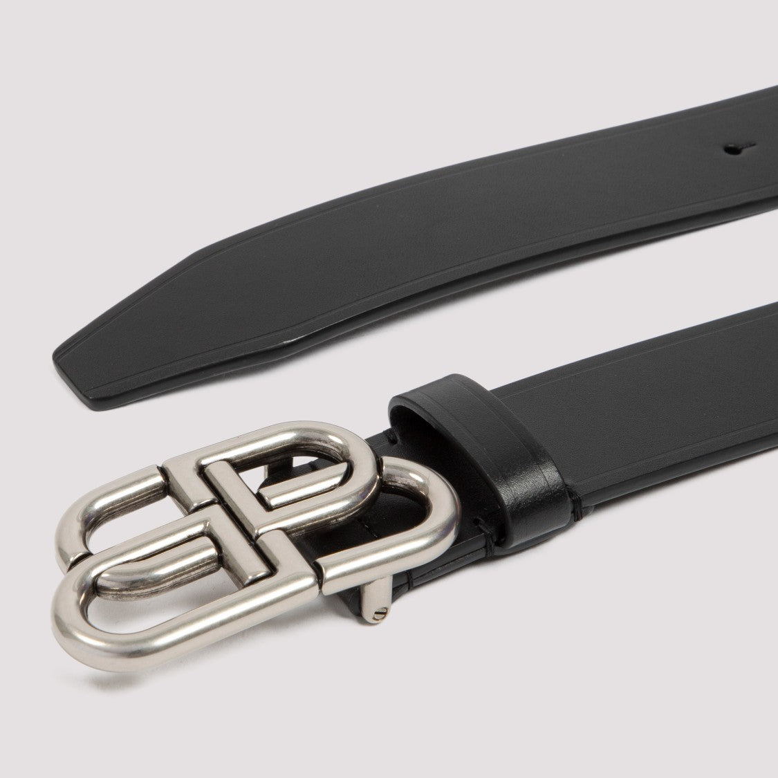 Balenciaga Black Leather Large Bb Belt