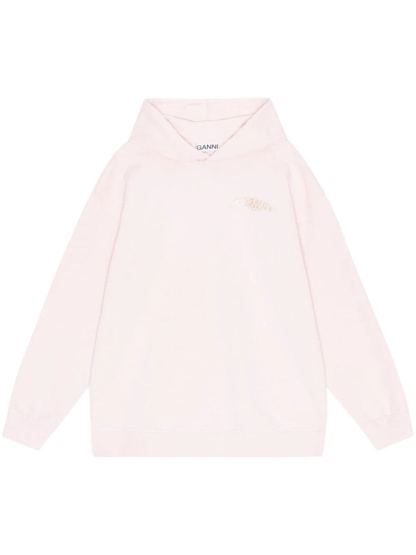 Ganni Logo-Print Cotton Hoodie