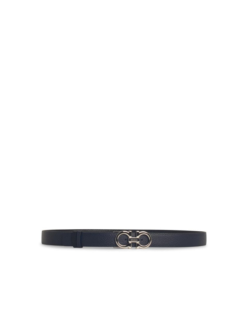 Salvatore Ferragamo Reversible Embossed Blue Leather Belt