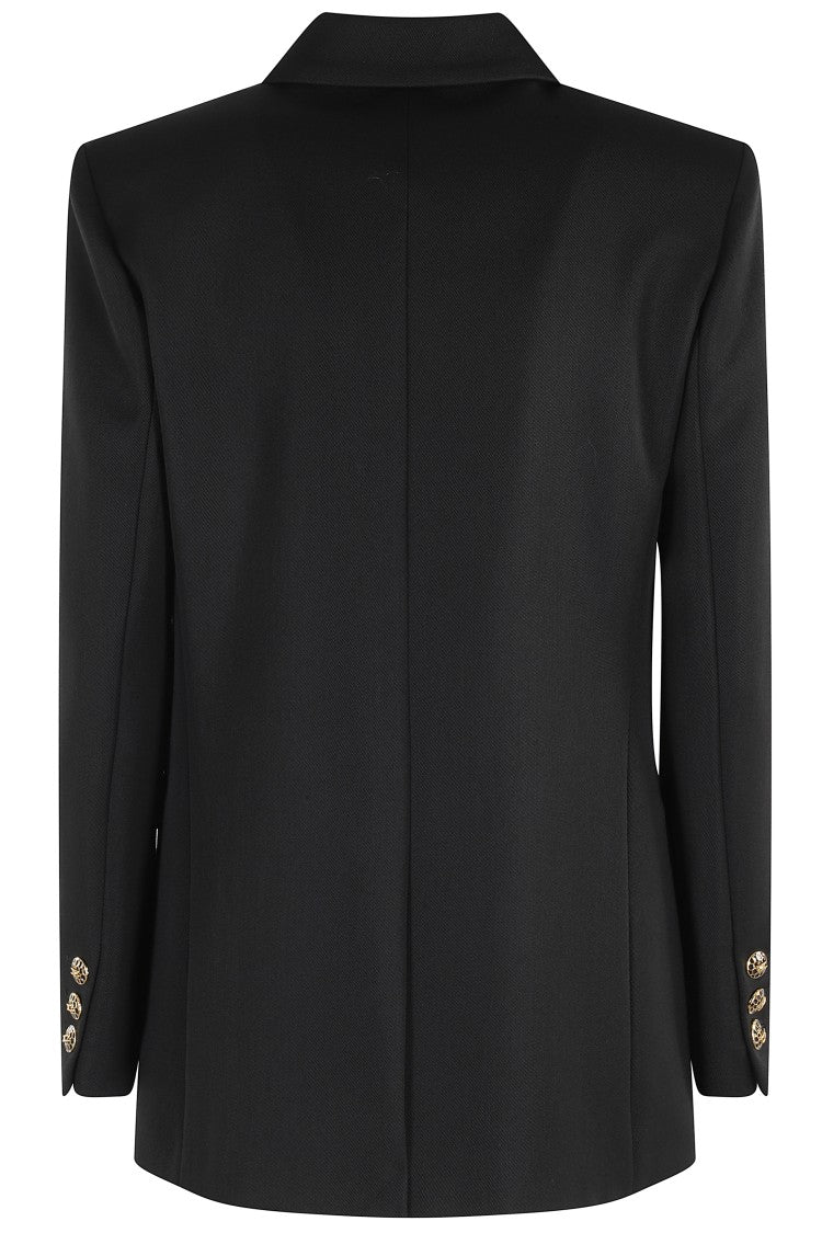 Elisabetta Franchi Structured Black Gabardine Blazer With Jeweled Buttons