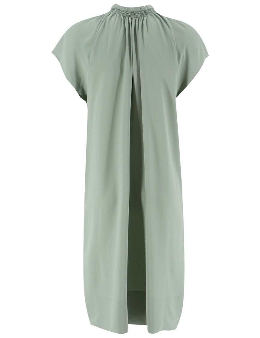 Le Tricot Perugia Sage Mini Dress With V-Neck