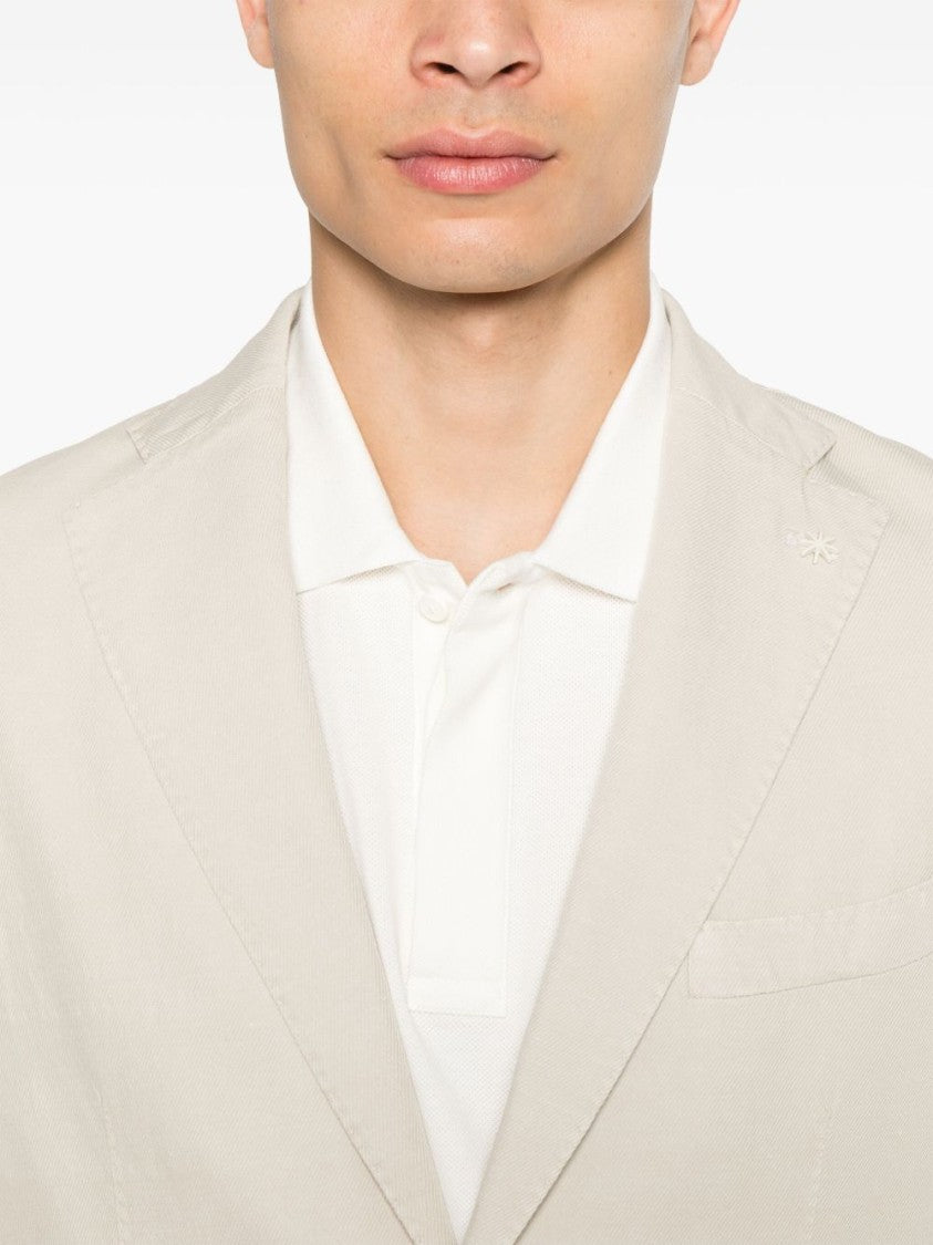 Manuel Ritz Tailored Sand Beige Single Breasted Blazer