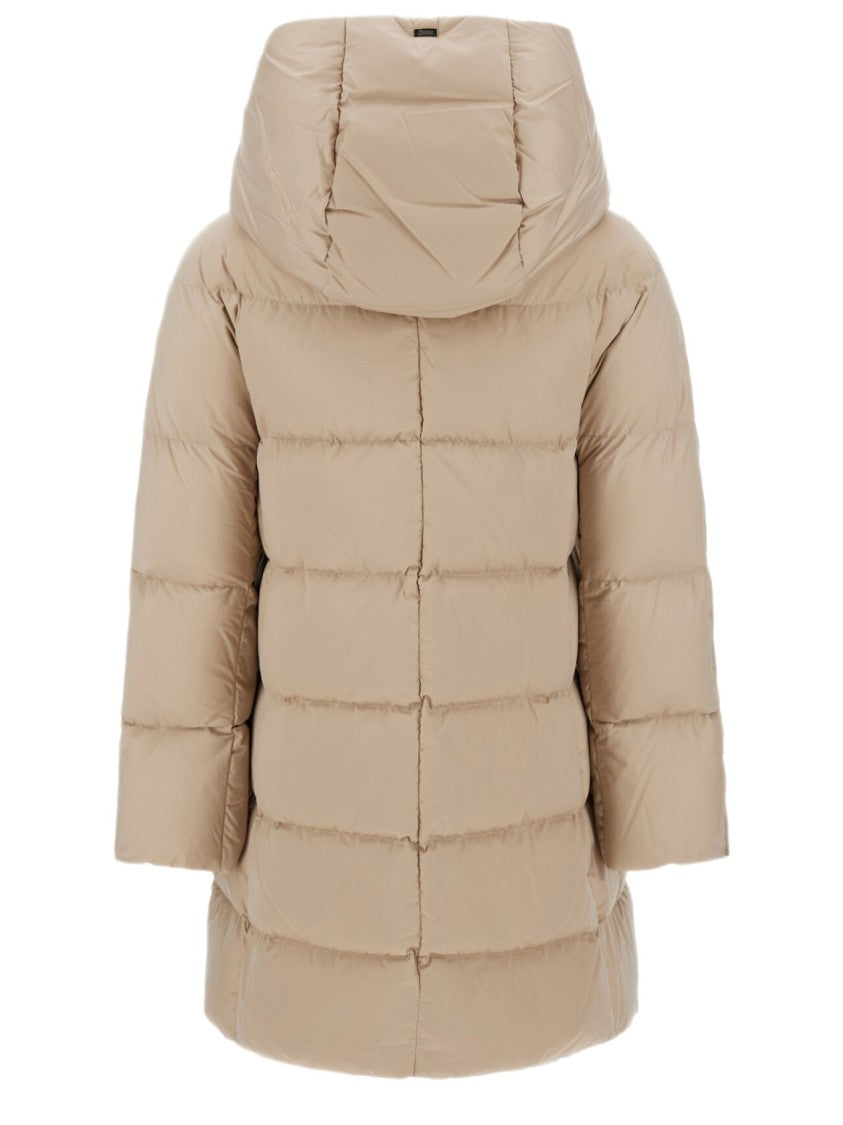 Herno Puffer Coat With High Padded Collar And Relaxed Fit