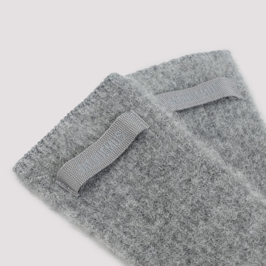 Jacquemus Les Grosgrain Grey Alpaca Gloves