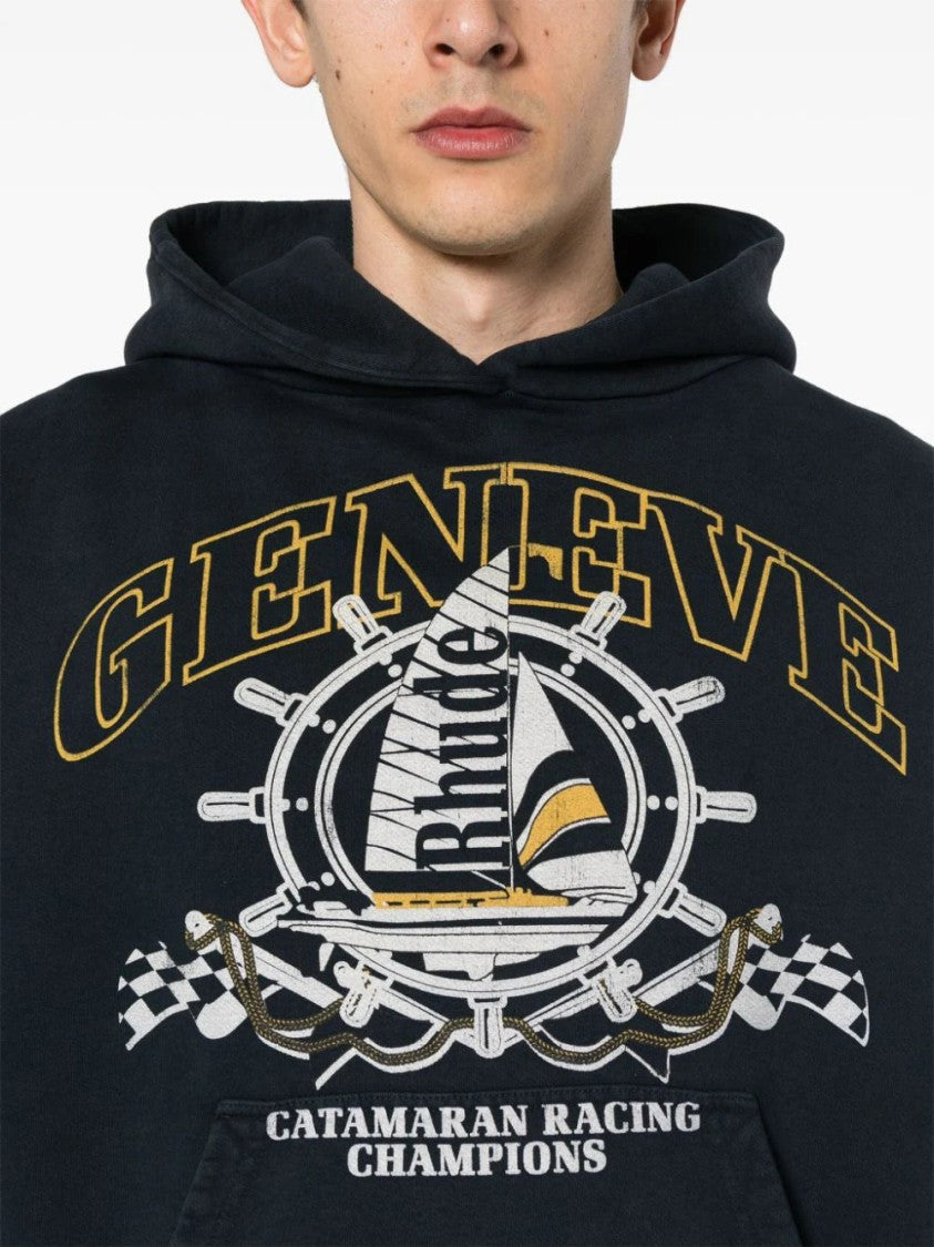 Rhude Nautical-Print Cotton Hoodie