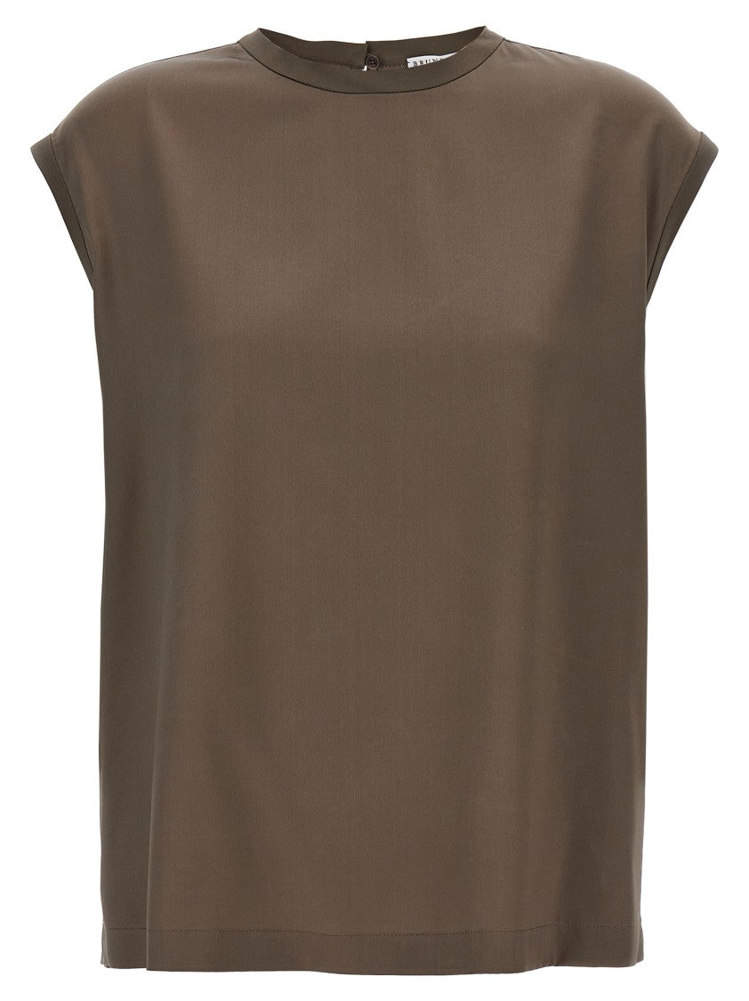 Brunello Cucinelli Monile Satin T-Shirt