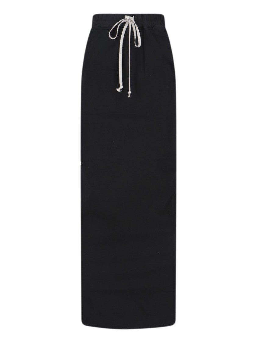 Drkshdw By Rick Owens Maxi Pencil Skirt With Draped Detail – Black