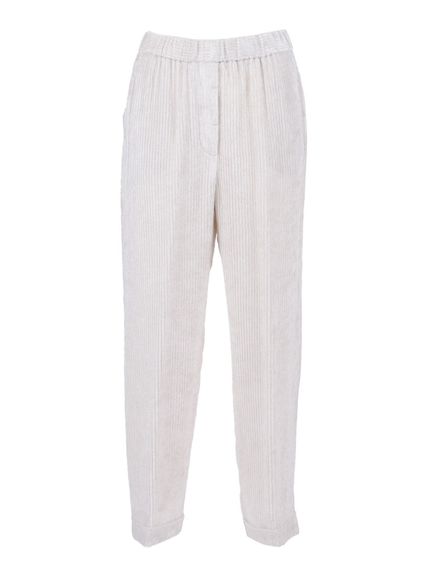 Peserico Relaxed Fit Trousers With Textured Ribbing