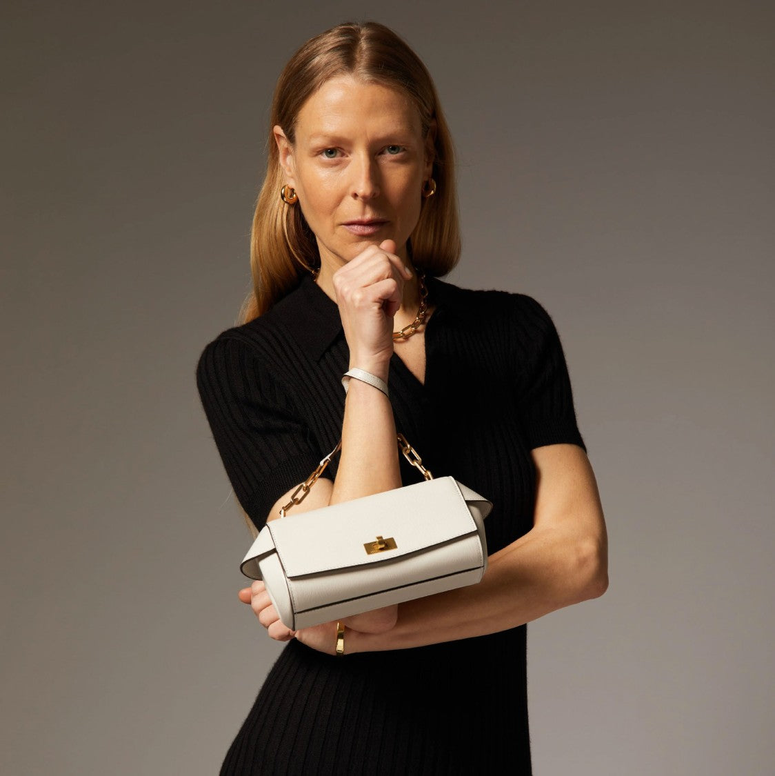 Anya Hindmarch High-Shine Capra Leather Tube Bag With Chain Details