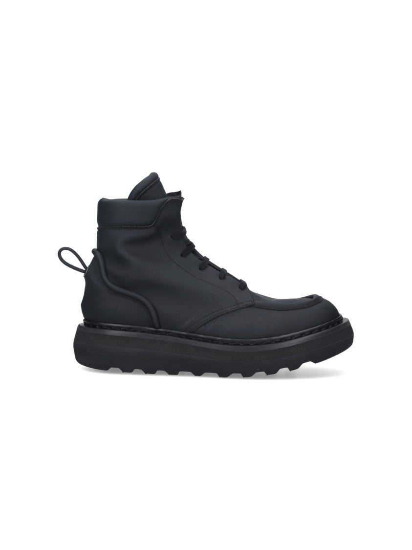 Premiata "Cal 32130" Ankle Boots In Black Rubberized Fabric
