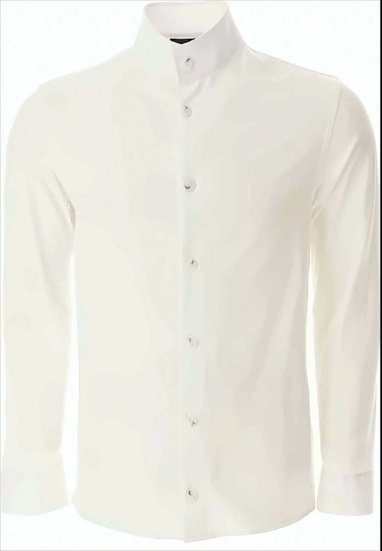 Emporio Armani White Stand Collar Shirts