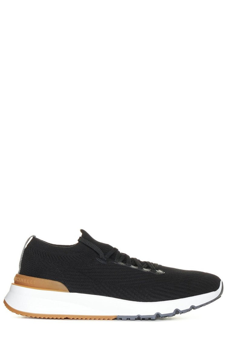 Brunello Cucinelli Black Knitted Sneakers With Chunky Sole