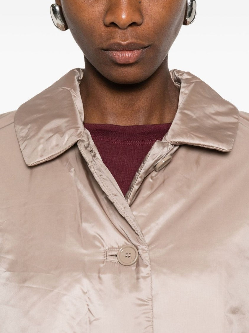 Max Mara Cropped Boxy Beige Coat With Classic Collar