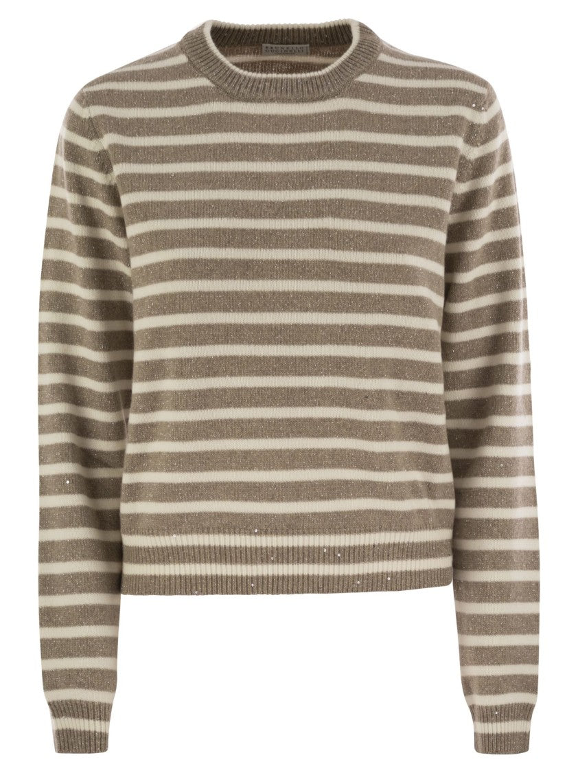 Brunello Cucinelli Sparkling & Dazzling Striped Cashmere