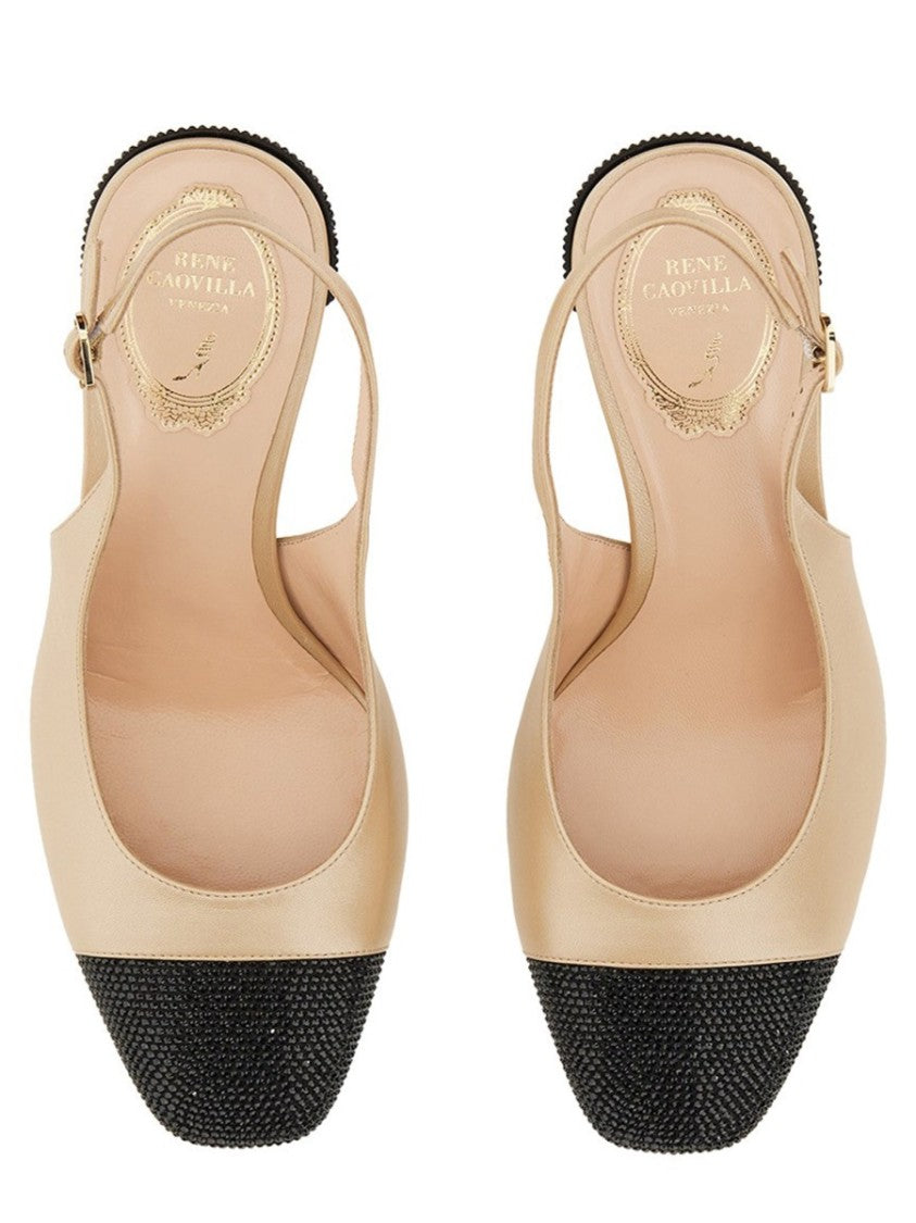 René Caovilla Rhinestone-Embellished Slingback Shoes