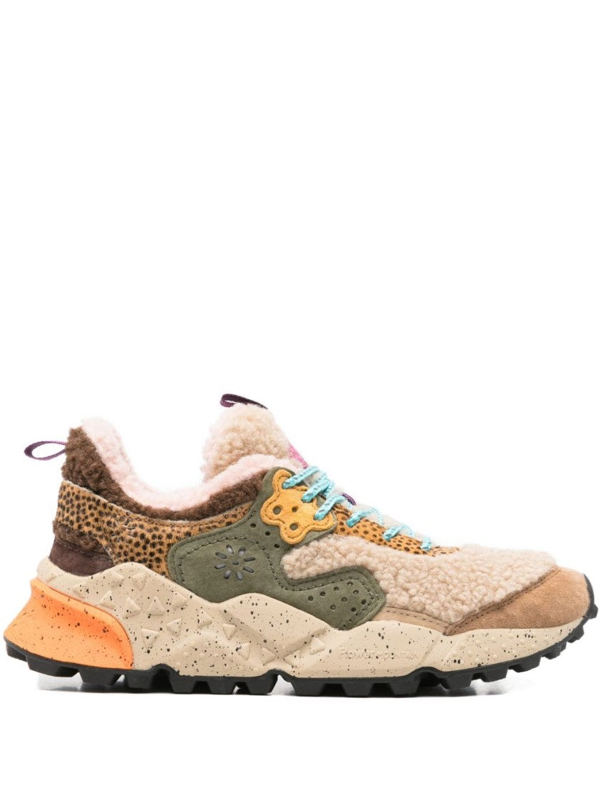 Flower Mountain Textured Shearling And Suede Sneakers
