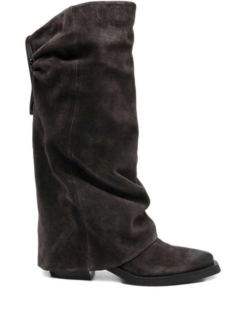 Ash Slouchy Black Leather Ankle Boots