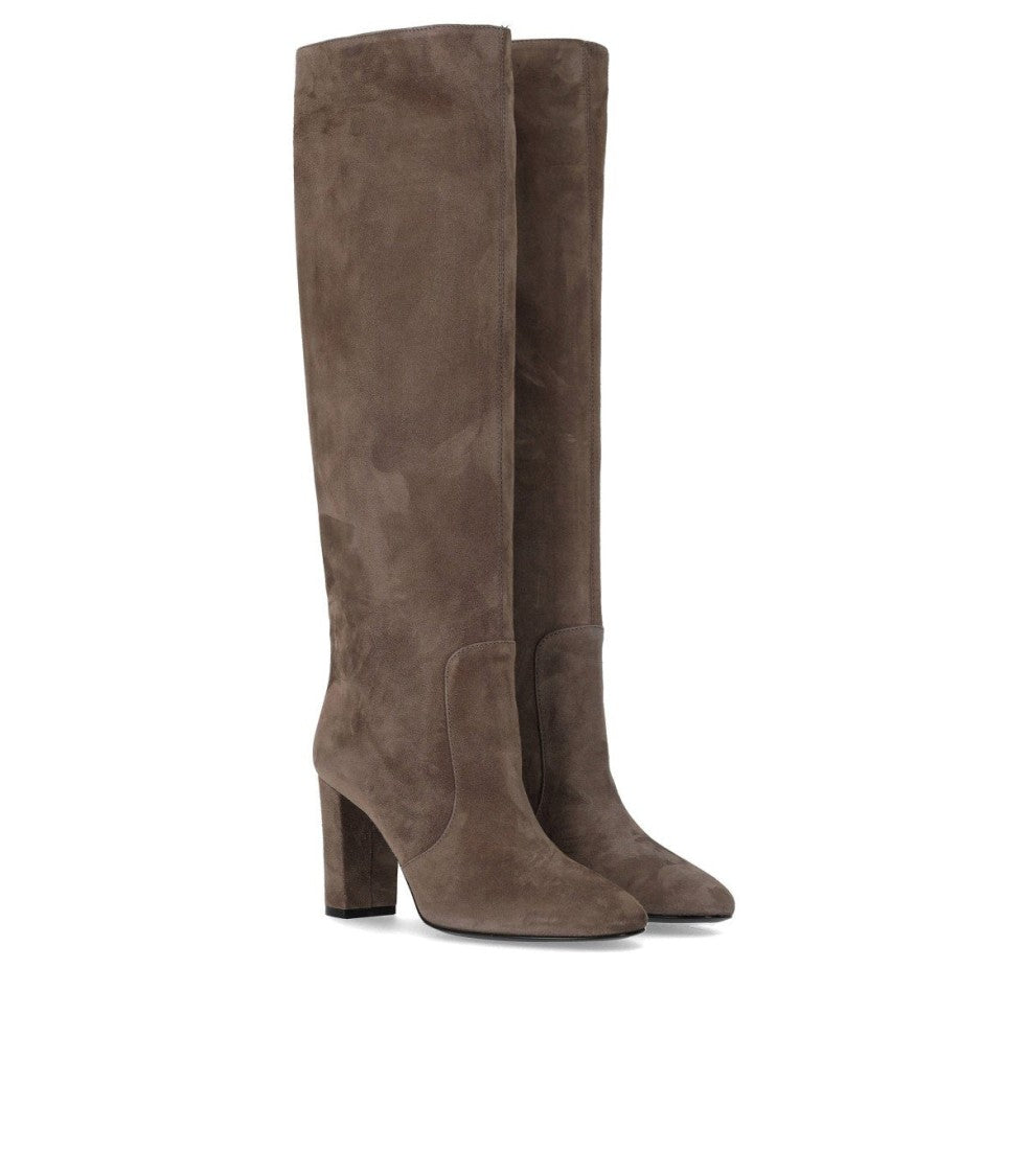 Via Roma 15 Grey Suede Heeled High Boot