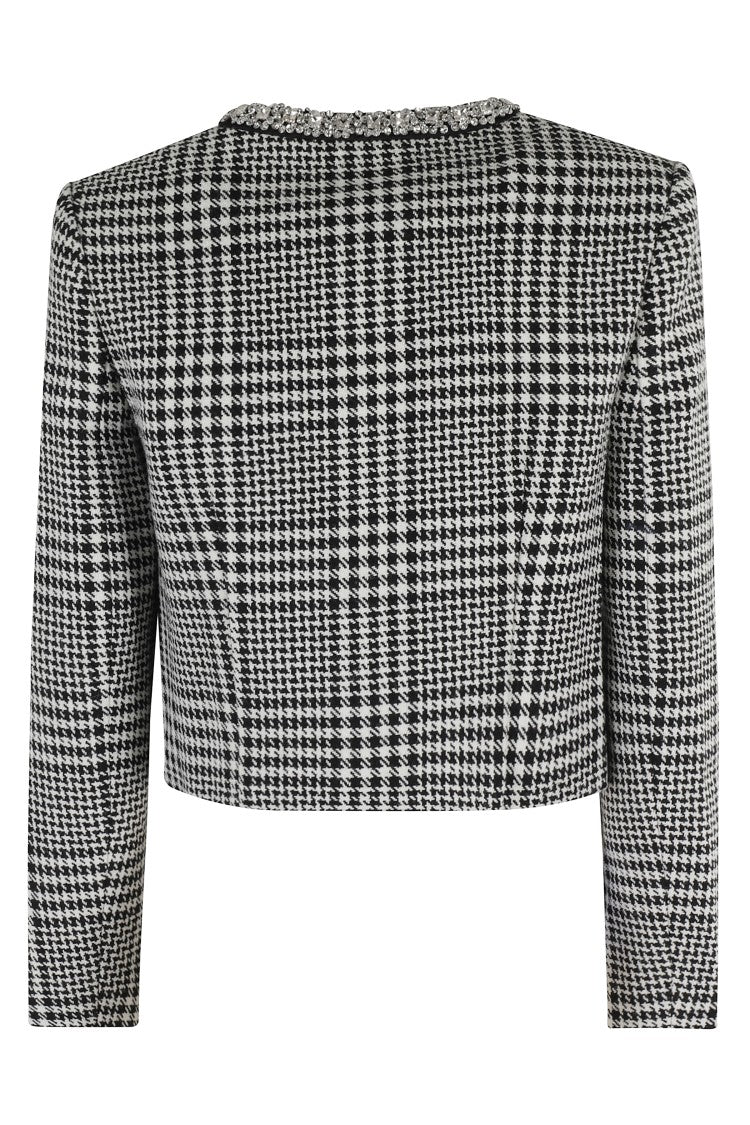 Self-Portrait Houndstooth Crystal Trim Jacket