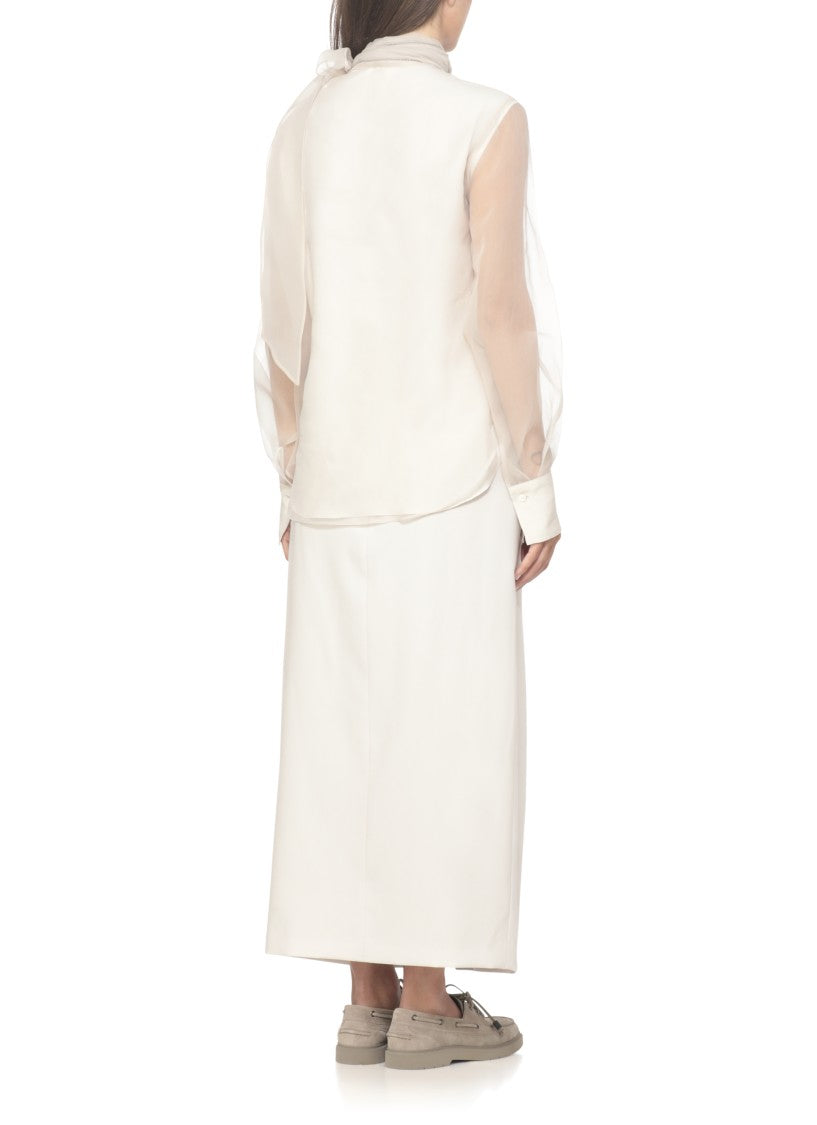 Brunello Cucinelli Ivory Silk Blouse