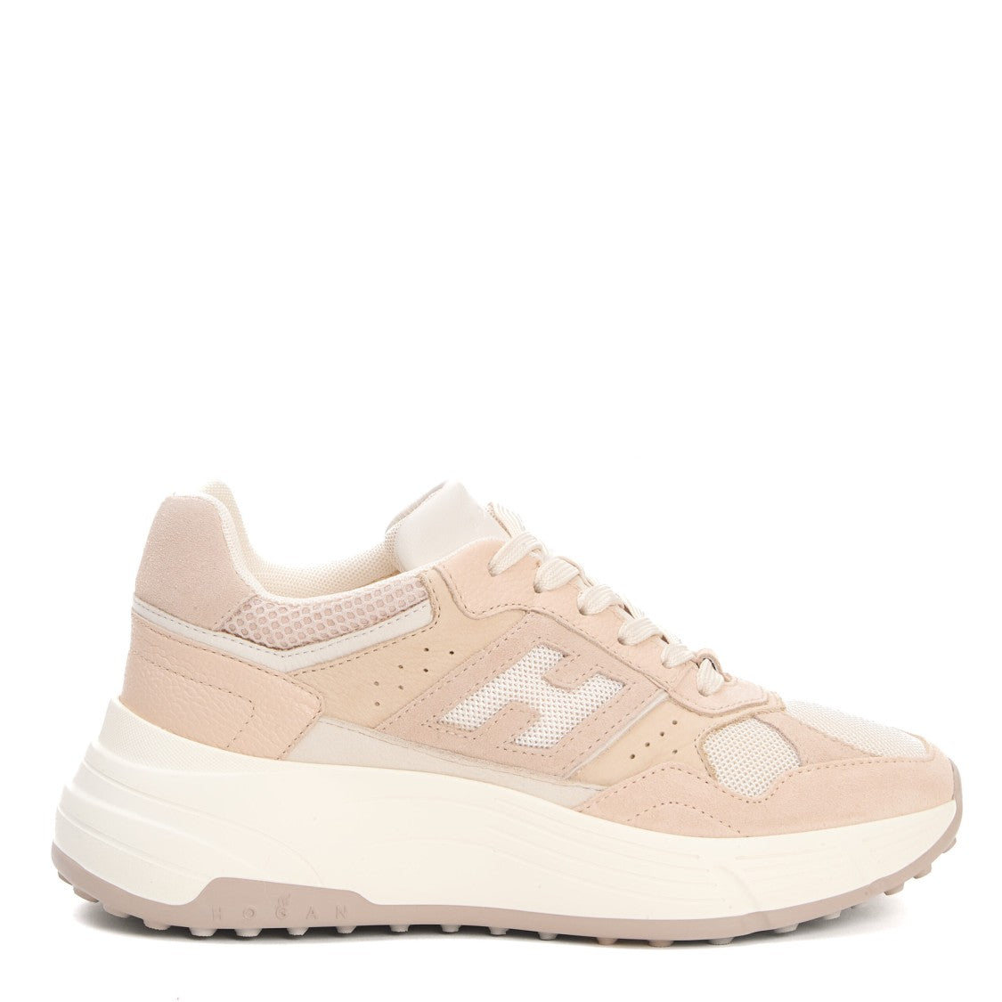 Hogan Hi Fi Bimaterial Beige Suede Sneakers