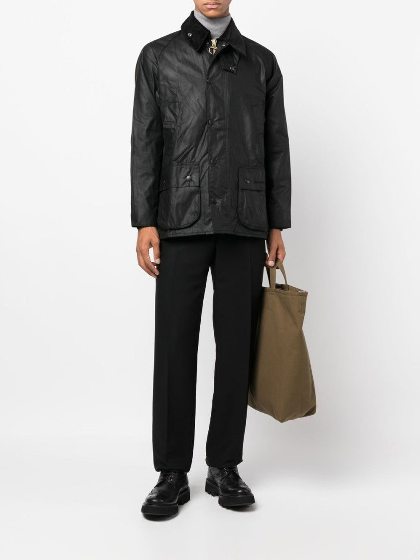 Barbour Boxy Silhouette Black Jacket With Corduroy Collar