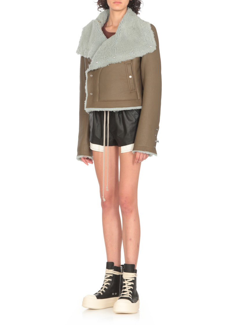 Rick Owens Green Leather Biker