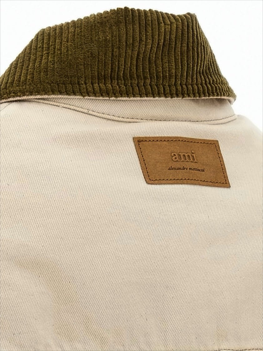 Ami Boxy Beige Canvas Jacket