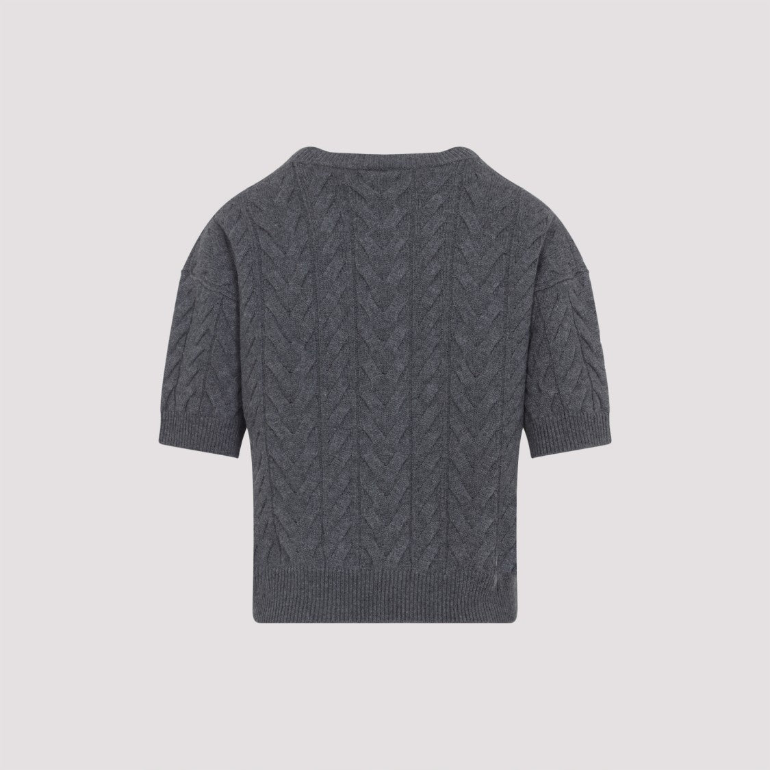 Max Mara Textured Cable Knit Grey Wool Sweater