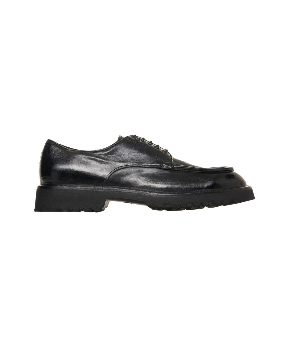 Green George Lace-Up Shoes With Rounded Oxford Silhouette