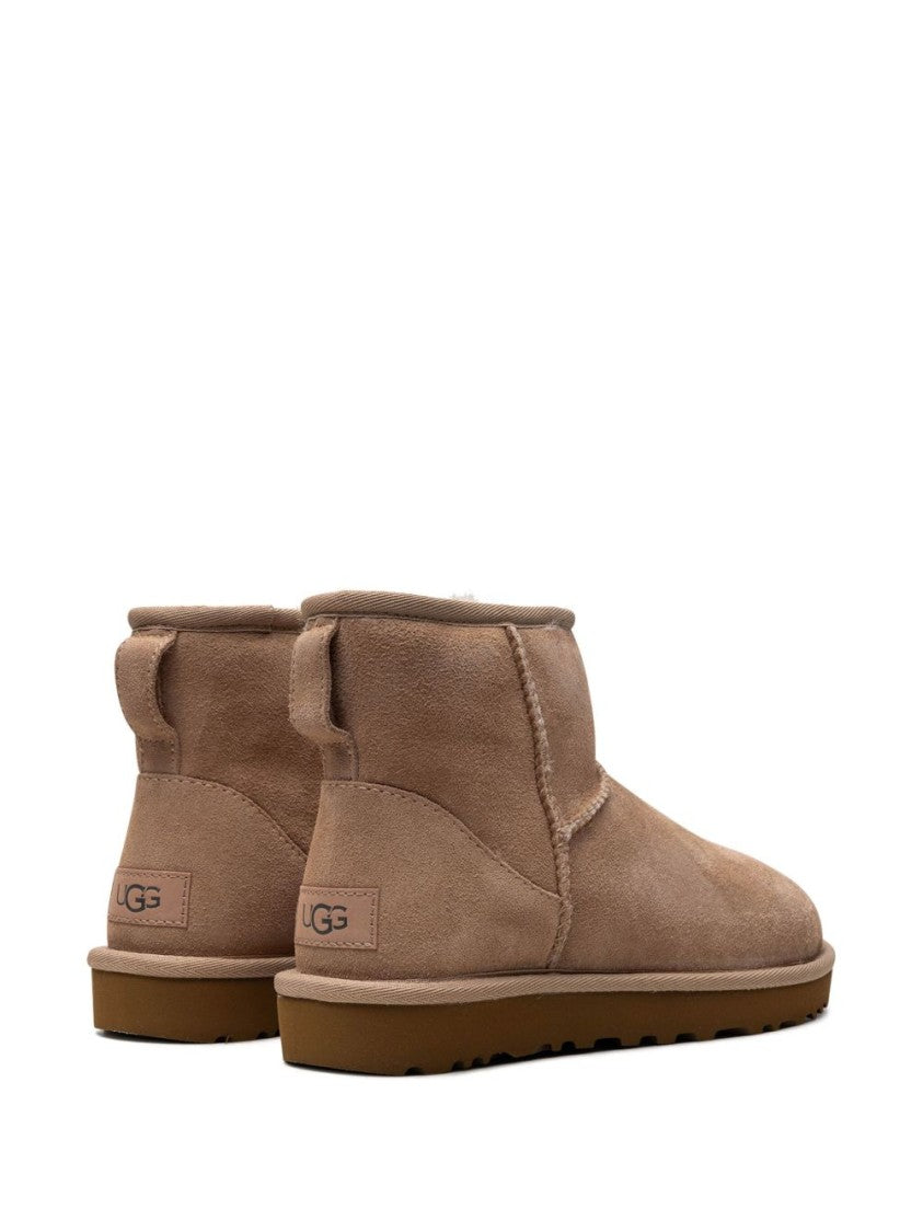 Ugg Slip-On Beige Ankle Boots With Sheepskin Lining