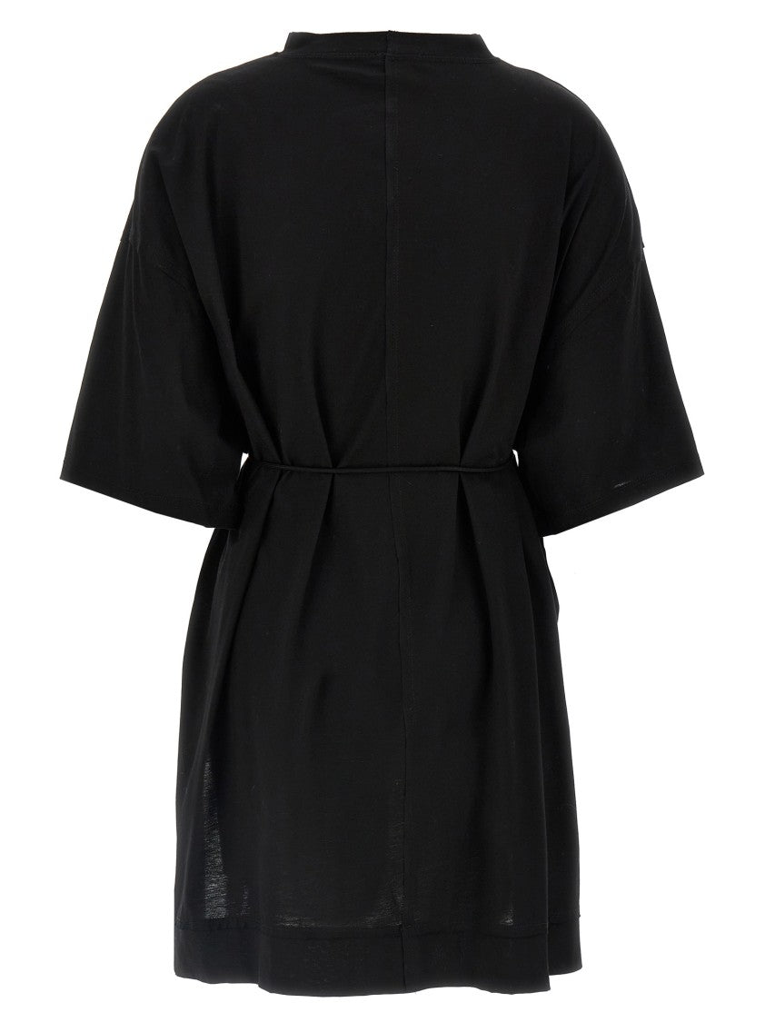 Di.La3 Pari' Asymmetrical Black Cotton T-Shirt With Dropped Shoulders