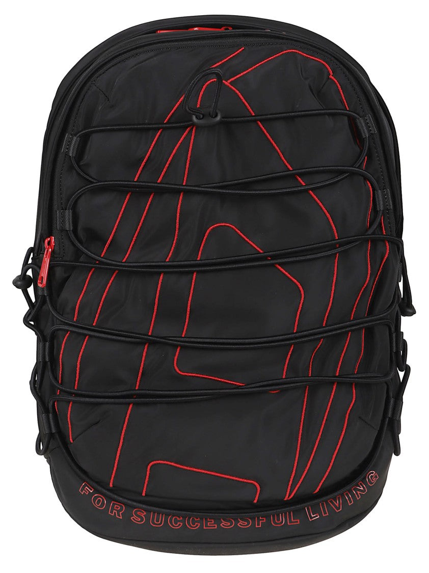 Diesel Black Backpack With Red Accents
