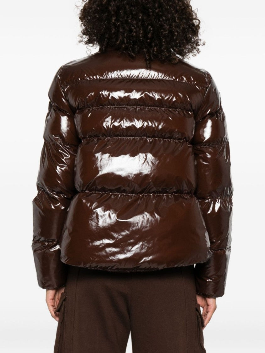 Pinko Glossy Puffer Jacket With High Collar